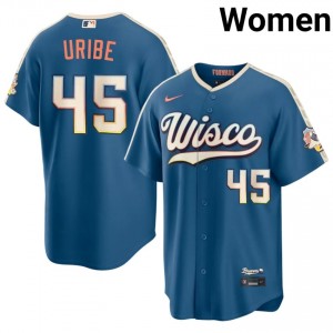 Abner Uribe #45 Brew Crew City Connect Baseball Jersey | Gameday Women Blue Sewn Edition 88603297