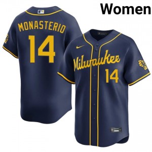 Andruw Monasterio #14 Milwaukee Baseball Jersey | Official Women Navy Stitch Edition 18242196