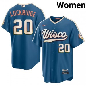 Milwaukee Brewers Brandon Lockridge #20 Blue Women City Connect Baseball Jersey | 2026 Season Limited 52184010