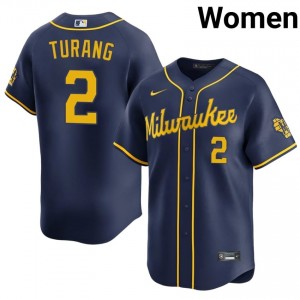 Brew Crew Brice Turang #2 Navy Women Baseball Jersey | 2026 Season Official 29071644