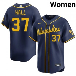 MIL Brewers DL Hall #37 Navy Women Baseball Jersey | 2026 Season Limited 32344152