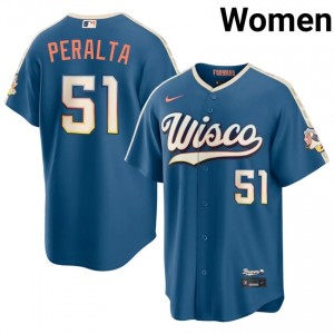 Freddy Peralta #51 Milwaukee City Connect Baseball Jersey | Premium Women Blue Stitch Edition 19136251