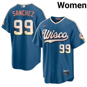 Gary Sanchez #99 Milwaukee Brewers City Connect Baseball Jersey | Officially Licensed Women Blue Embroidery Edition 65593558
