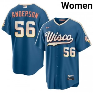MIL Brewers Grant Anderson #56 Blue Women City Connect Baseball Jersey | 2026 Season Exclusive 53466587