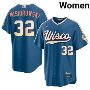 #32 Jacob Misiorowski Genuine Women City Connect Baseball Jersey | Milwaukee Brewers Blue Fan Gear 92087387