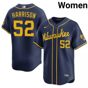 Kyle Harrison #52 Brewers Baseball Jersey | Iconic Women Navy Stitched Edition 61848261