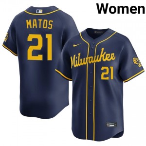 Navy Luis Matos #21 Milwaukee Baseball Stitched Jersey | Game-Day Women Fit 62175503