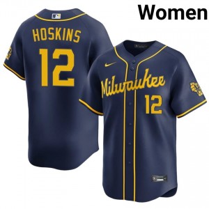 Brewers Rhys Hoskins #12 Navy Women Baseball Jersey | 2026 Season MLB 70959827
