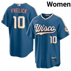 Blue Sal Frelick #10 Milwaukee Baseball City Connect Stitch Jersey | Official Women Fit 56061005