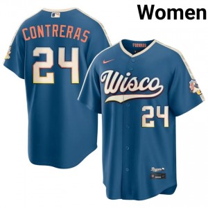 Milwaukee William Contreras #24 Blue Women City Connect Baseball Jersey | 2026 Season Authentic 99641724