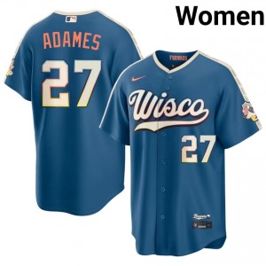 Brewers Willy Adames #27 Blue Women City Connect Baseball Jersey | 2026 Season Durable 36806811
