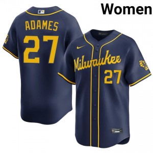 #27 Willy Adames Premium Women Baseball Jersey | Brew Crew Navy Fan Gear 47800983