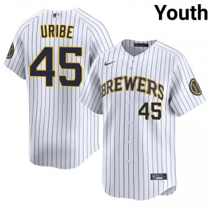Milwaukee Brewers Abner Uribe #45 White Youth Baseball Jersey | 2026 Season Exclusive 23722480