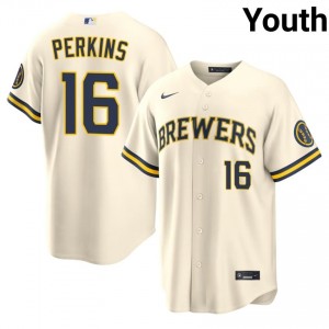 Blake Perkins #16 Brewers Baseball Jersey | Game-Day Youth Cream Stitched Edition 10029525