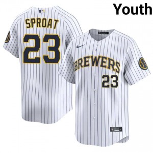 White Brandon Sproat #23 Brew Crew Baseball Stitch Jersey | Premium Youth Fit 35598974