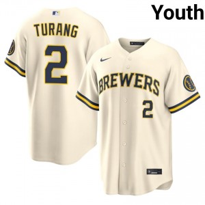 Milwaukee Brewers Brice Turang #2 Cream Youth Baseball Jersey | 2026 Season Exclusive 96752507