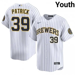 #39 Chad Patrick Durable Youth Baseball Jersey | Brewers White Fan Gear 55293305