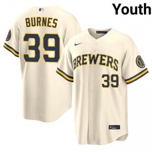 Corbin Burnes #39 Milwaukee Baseball Jersey | Officially Licensed Youth Cream Embroidery Edition 13487848