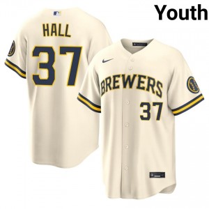 Brewers DL Hall #37 Cream Youth Baseball Jersey | 2026 Season MLB 37451431