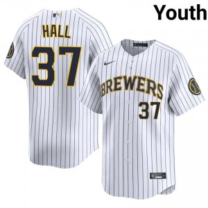 DL Hall #37 Milwaukee Brewers Baseball Jersey | Game Youth White Embroidery Edition 51797518