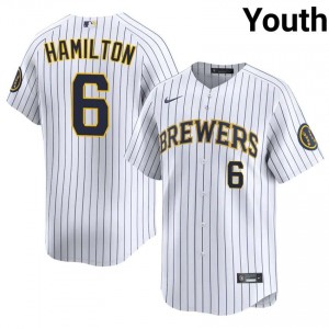 #6 David Hamilton Genuine Youth Baseball Jersey | Brew Crew White Fan Gear 64723414