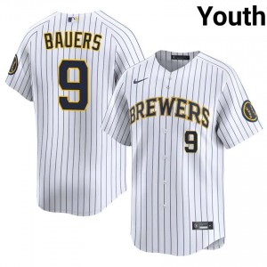 Jake Bauers #9 Brewers Baseball Jersey | Game-Day Youth White Stitched Edition 41864564