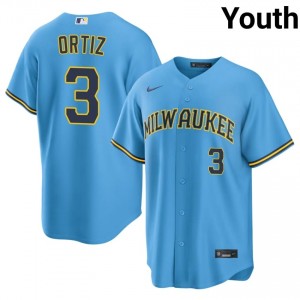 Milwaukee Brewers Joey Ortiz #3 Light Blue Youth Baseball Jersey | 2026 Season Professional 88021206
