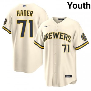 #71 Josh Hader MLB Youth Baseball Jersey | Milwaukee Brewers Cream Fan Gear 54015205