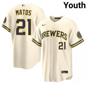Cream Luis Matos #21 Brew Crew Baseball Embroidery Jersey | Limited Youth Fit 52475122