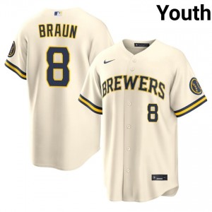 #8 Ryan Braun Game Youth Baseball Jersey | Brew Crew Cream Fan Gear 27519807