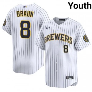 White Ryan Braun #8 Brewers Baseball Stitch Jersey | Official Youth Fit 80890602