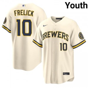 Sal Frelick #10 MIL Brewers Baseball Jersey | MLB Youth Cream Stitched Edition 77182067