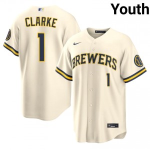 Cream Taylor Clarke #1 Brewers Baseball Stitch Jersey | Official Youth Fit 88275655