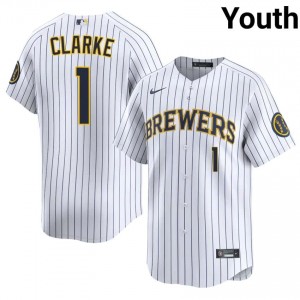 Milwaukee Brewers Taylor Clarke #1 White Youth Baseball Jersey | 2026 Season Replica 24365311