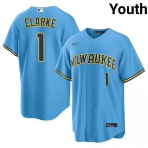 Taylor Clarke #1 Milwaukee Brewers Baseball Jersey | MLB Youth Light Blue Stitched Edition 39736680