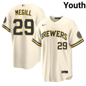 Cream Trevor Megill #29 MIL Brewers Baseball Stitched Jersey | Iconic Youth Fit 53843137