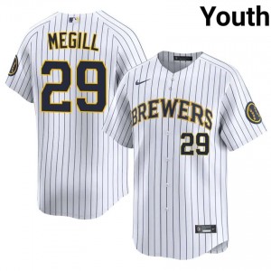 Milwaukee Brewers Trevor Megill #29 White Youth Baseball Jersey | 2026 Season Officially Licensed 20966315
