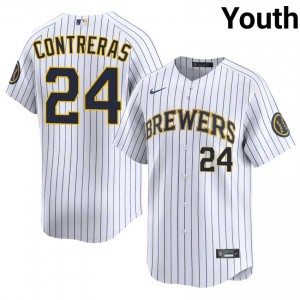White William Contreras #24 Milwaukee Brewers Baseball Embroidery Jersey | Limited Youth Fit 19813378