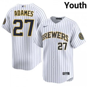 White Willy Adames #27 Milwaukee Baseball Sewn Jersey | Genuine Youth Fit 62789879