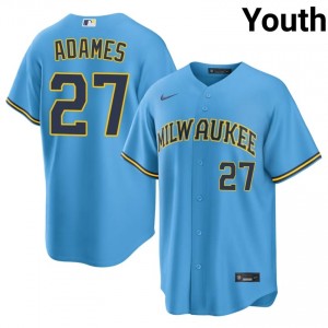 Brewers Willy Adames #27 Light Blue Youth Baseball Jersey | 2026 Season Officially Licensed 16803332