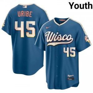 MIL Brewers Abner Uribe #45 Blue Youth City Connect Baseball Jersey | 2026 Season Durable 94050288