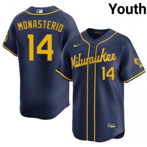 Milwaukee Brewers Andruw Monasterio #14 Navy Youth Baseball Jersey | 2026 Season Pro-Grade 55465211