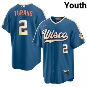 Brice Turang #2 Brew Crew City Connect Baseball Jersey | Classic Youth Blue Embroidery Edition 21788302