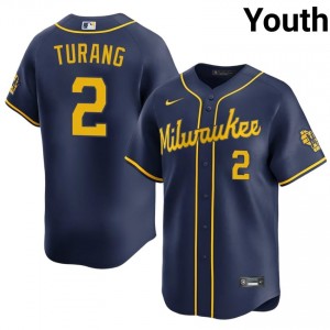 Navy Brice Turang #2 MIL Brewers Baseball Stitched Jersey | Pro-Grade Youth Fit 20119034