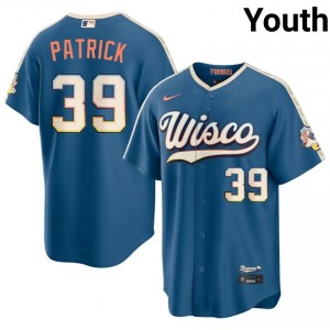 #39 Chad Patrick Officially Licensed Youth City Connect Baseball Jersey | Milwaukee Blue Fan Gear 62886759