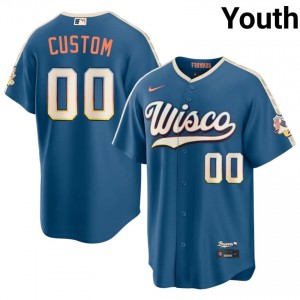 Brew Crew Custom #00 Blue Youth City Connect Baseball Jersey | 2026 Season Professional 57671439