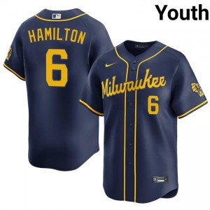 Brewers David Hamilton #6 Navy Youth Baseball Jersey | 2026 Season Game-Day 59700727
