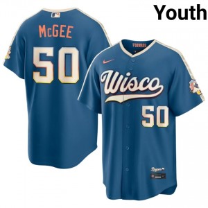 Blue Easton McGee #50 Brew Crew Baseball City Connect Embroidery Jersey | Game Youth Fit 42213351