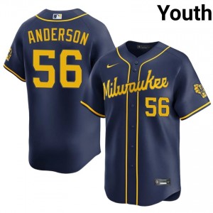 Grant Anderson #56 Milwaukee Brewers Baseball Jersey | Classic Youth Navy Embroidery Edition 57115527