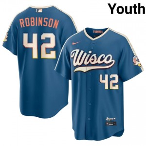 Jackie Robinson #42 Brewers City Connect Baseball Jersey | Game Youth Blue Embroidery Edition 37491444